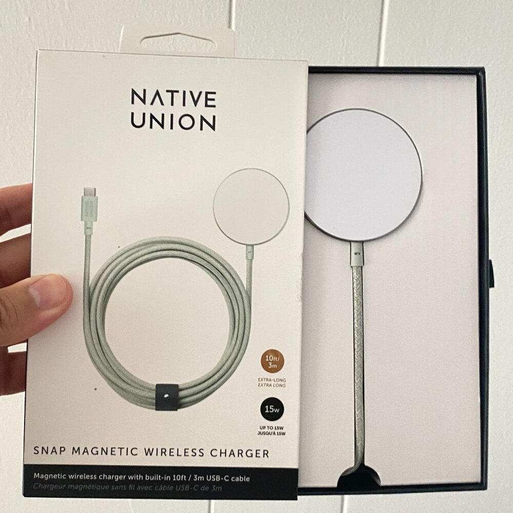 Native Union Snap Magnetic Wireless Charger 10ft USB-C Sage iPhone 12 or later